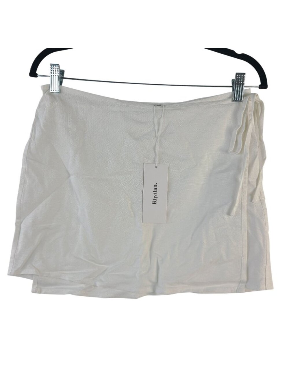 NEW Rhythm Louise Wrap Mini Skirt White Women's Size M Rayon Linen Blend